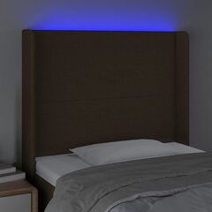 vidaXL gultas galvgalis ar LED, 103x16x118/128 cm, tumši brūns audums цена и информация | Кровати | 220.lv