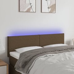 vidaXL gultas galvgalis ar LED, 144x5x78/88 cm, tumši brūns audums cena un informācija | Gultas | 220.lv