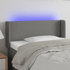 vidaXL gultas galvgalis ar LED, 83x16x78/88 cm, tumši pelēks audums cena un informācija | Gultas | 220.lv