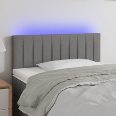 vidaXL gultas galvgalis ar LED, 90x5x78/88 cm, tumši pelēks audums cena un informācija | Gultas | 220.lv