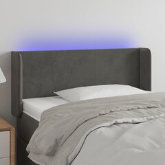 vidaXL gultas galvgalis ar LED, 83x16x78/88 cm, tumši pelēks samts цена и информация | Кровати | 220.lv