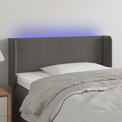 vidaXL gultas galvgalis ar LED, 83x16x78/88 cm, tumši pelēks samts cena un informācija | Gultas | 220.lv