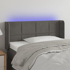 vidaXL gultas galvgalis ar LED, 83x16x78/88 cm, tumši pelēks samts цена и информация | Кровати | 220.lv