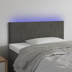 vidaXL gultas galvgalis ar LED, 90x5x78/88 cm, tumši pelēks samts cena un informācija | Gultas | 220.lv