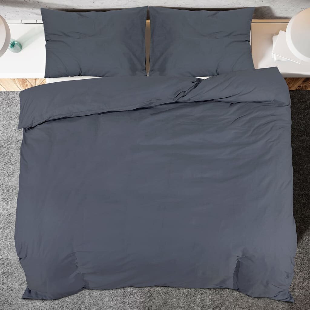 vidaXL gultasveļas komplekts, antracītpelēks, 155x220 cm, mikrošķiedra cena un informācija | Gultas veļas komplekti | 220.lv