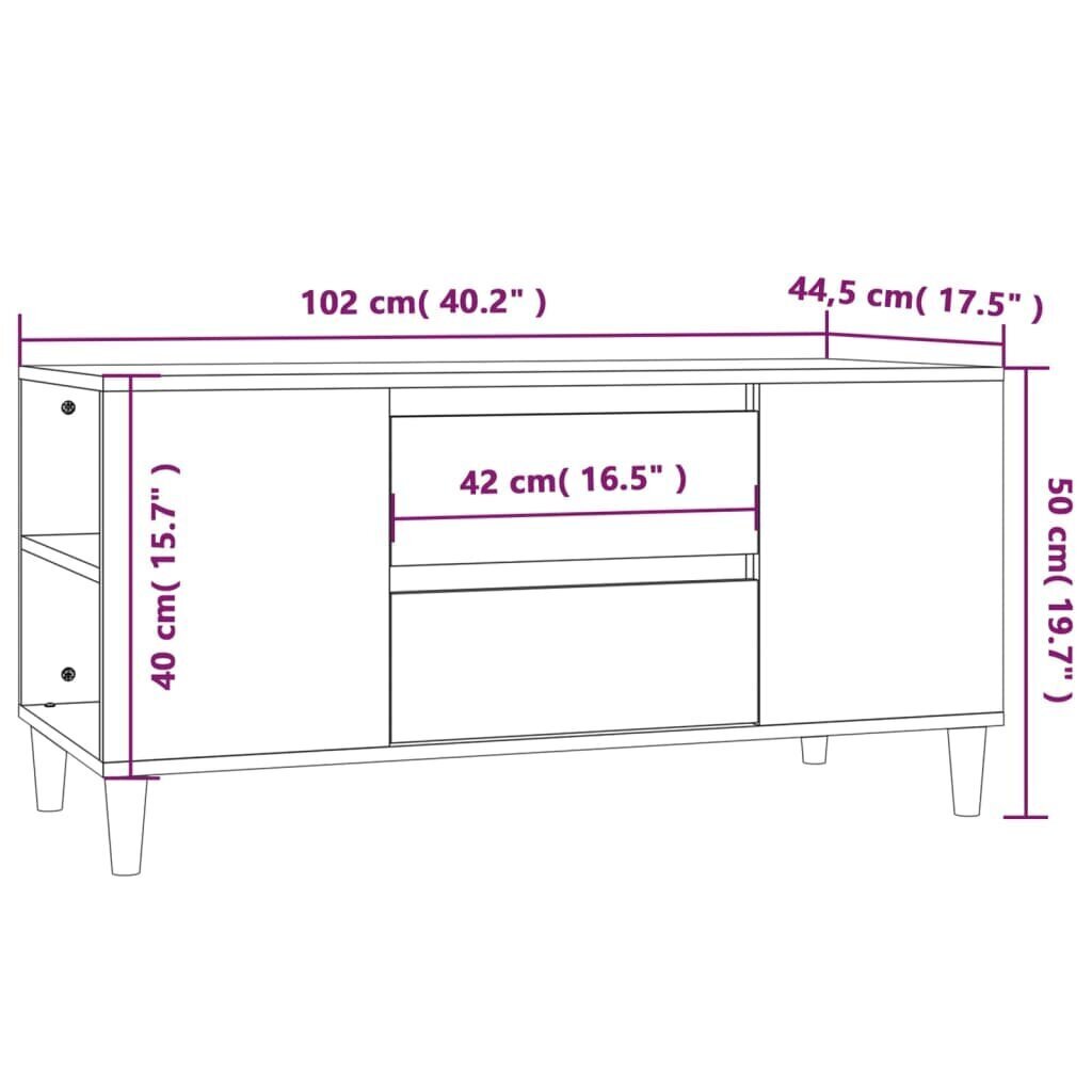 vidaXL TV skapītis, balts, 102x44,5x50 cm, inženierijas koks cena un informācija | TV galdiņi | 220.lv