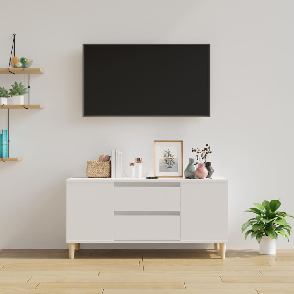 vidaXL TV skapītis, balts, 102x44,5x50 cm, inženierijas koks cena un informācija | TV galdiņi | 220.lv