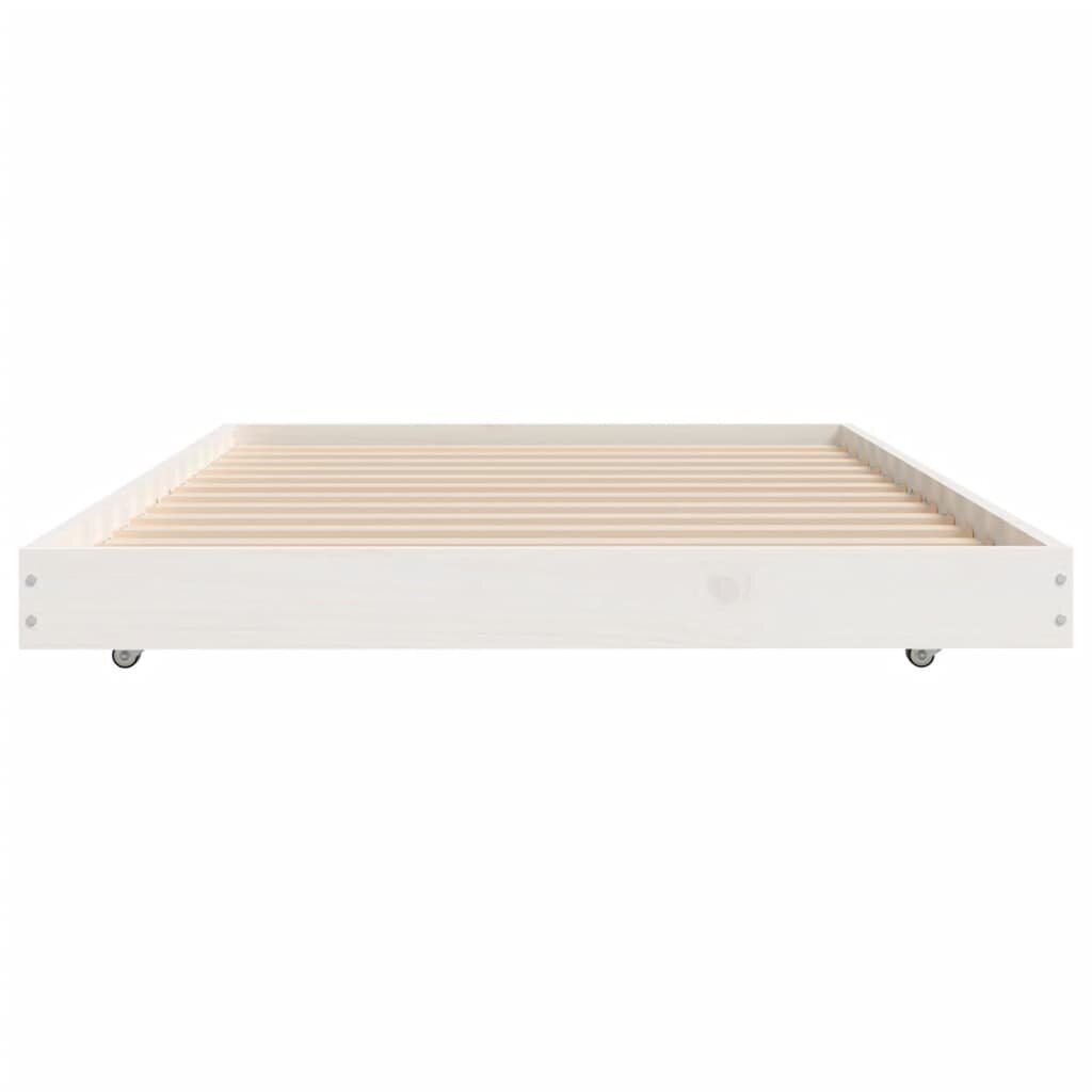 vidaXL gultas rāmis, balts, 75x190 cm, priedes masīvkoks cena un informācija | Gultas | 220.lv