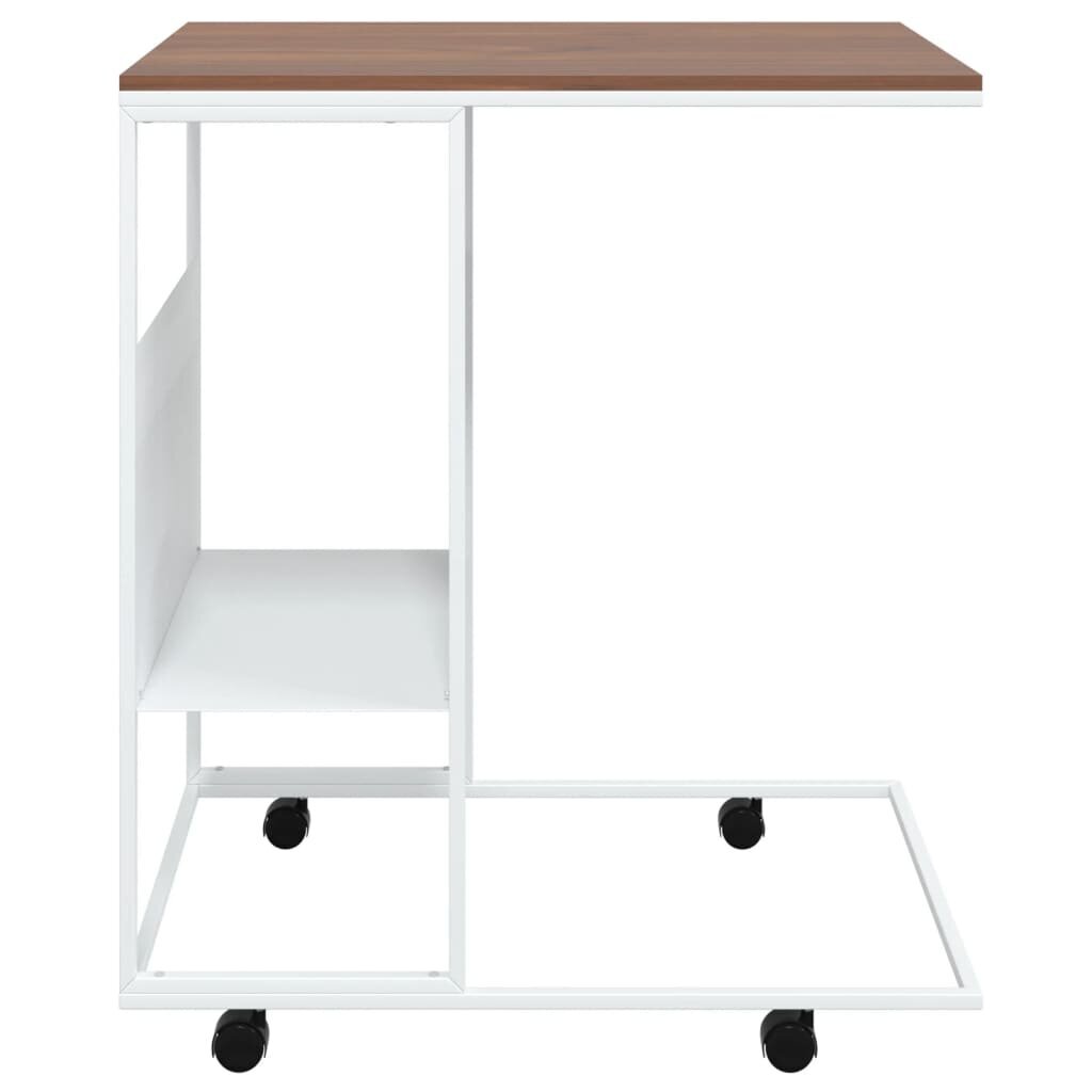 vidaXL galdiņš ar riteņiem, balts, 55x36x63,5 cm, inženierijas koks cena un informācija | Žurnālgaldiņi | 220.lv