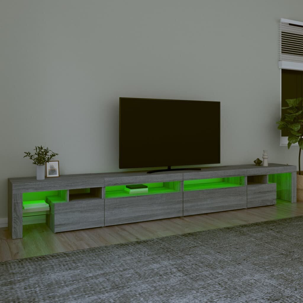 vidaXL TV skapītis ar LED lampiņām, pelēka ozola krāsa, 290x36,5x40 cm cena un informācija | TV galdiņi | 220.lv