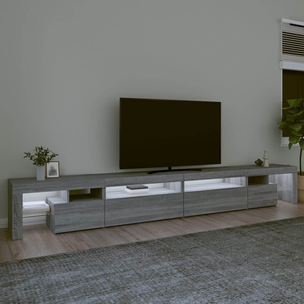vidaXL TV skapītis ar LED lampiņām, pelēka ozola krāsa, 290x36,5x40 cm cena un informācija | TV galdiņi | 220.lv