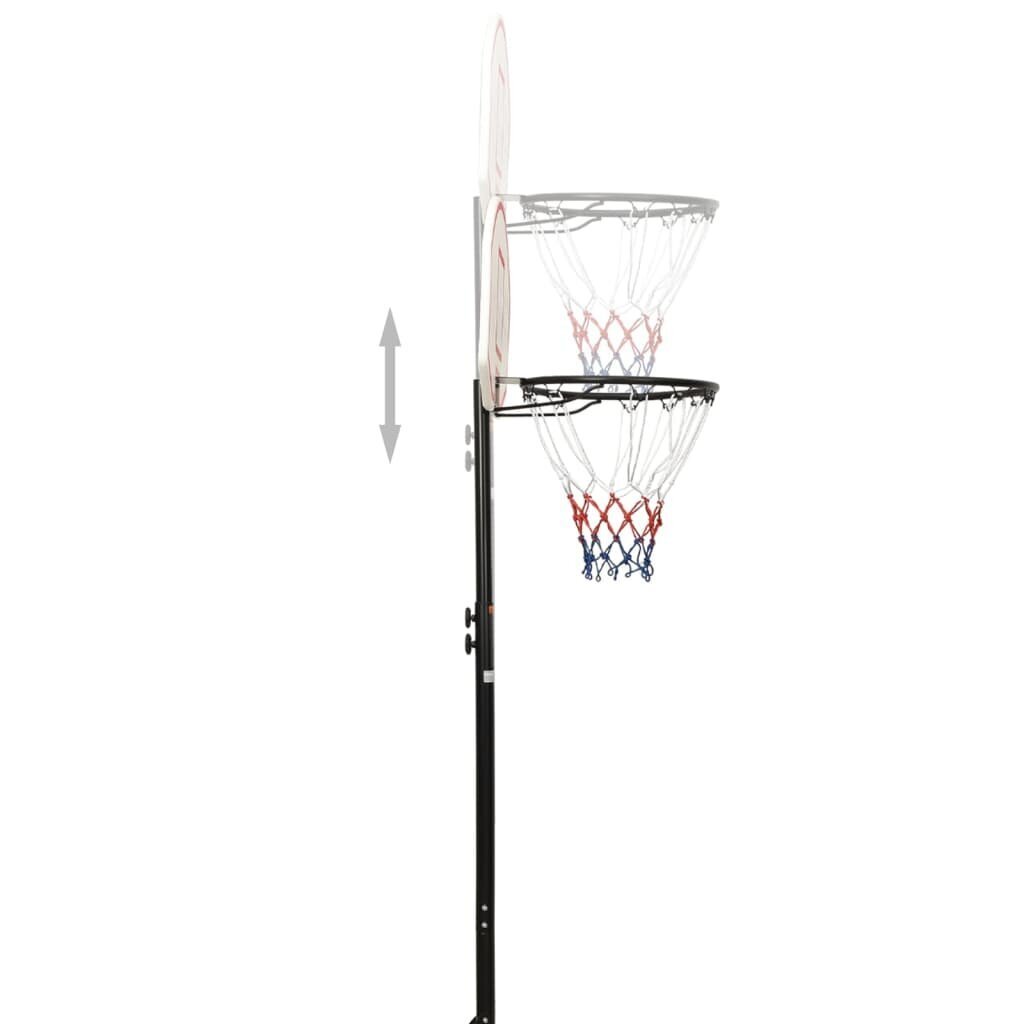 vidaXL basketbola vairogs, balts, 216-250 cm, polietilēns cena un informācija | Basketbola statīvi | 220.lv