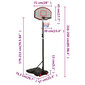 vidaXL basketbola vairogs, melns, 216-250 cm, polietilēns cena un informācija | Basketbola statīvi | 220.lv