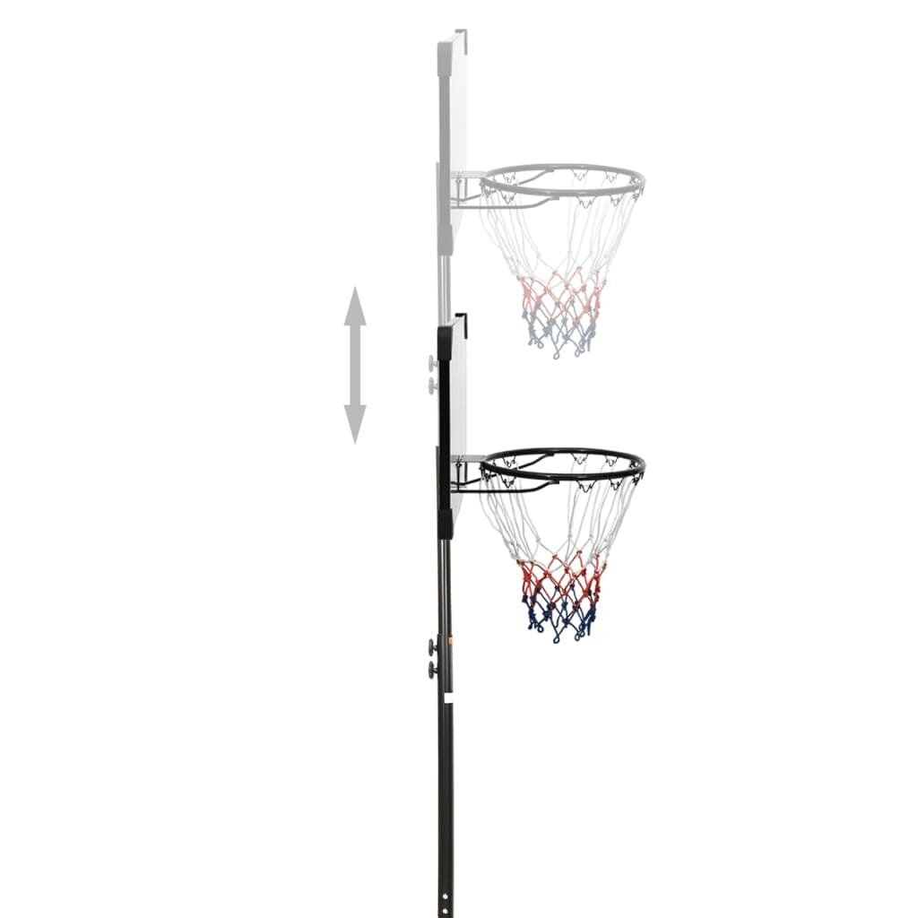 vidaXL basketbola vairogs, caurspīdīgs, 216-250 cm, polikarbonāts cena un informācija | Basketbola statīvi | 220.lv