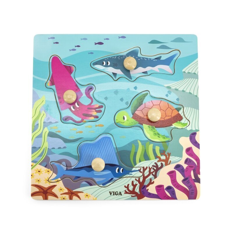 Koka puzle Viga jūras dzīvnieki ar tapām цена и информация | Puzles, 3D puzles | 220.lv