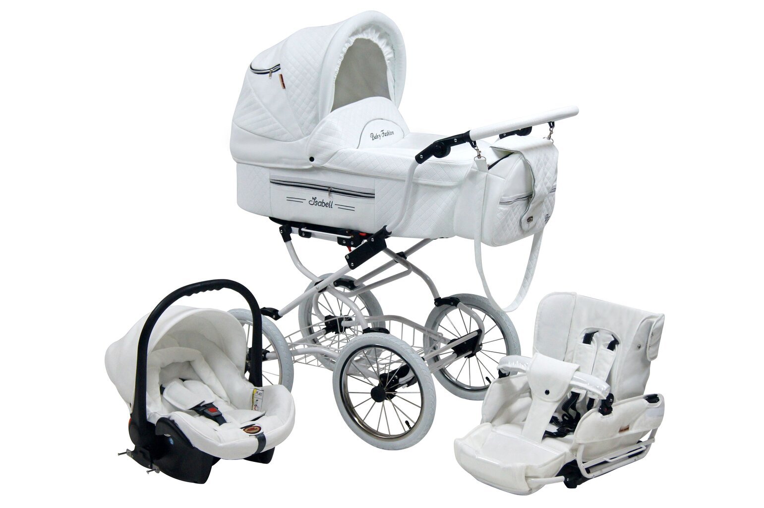 Rati Isabell Baby Fashion 3in1 - white cena un informācija | Bērnu rati | 220.lv