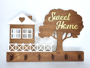 Деревянная ключница с домом и надписью на дереве "Sweet Home"  цена и информация | Детали интерьера | 220.lv