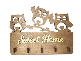 Деревянная ключница с совами и надписью “Sweet Home” цена и информация | Детали интерьера | 220.lv