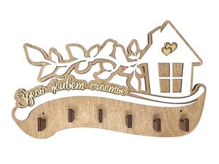 Деревянная ключница с домом и птичками на ветке с надписью “Здесь живёт счастье” цена и информация | Детали интерьера | 220.lv