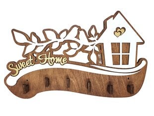 Koka atslēgu turētājs ar māju un putniem uz zara ar uzrakstu “Sweet home” cena un informācija | Interjera priekšmeti | 220.lv