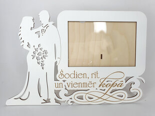 Koka balts kāzu foto rāmis ar uzrakstu „Šodien, rīt un vienmēr kopā” cena un informācija | Foto rāmji, foto albumi | 220.lv