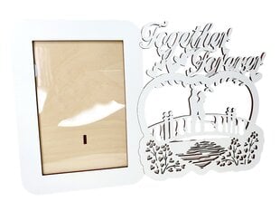 Koka balts foto rāmis ar pāris uz tilta un uzrakstu “Together Forether” cena un informācija | Foto rāmji, foto albumi | 220.lv