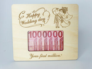 Подарочный деревянный конверт для купюр на свадьбу “Миллион” цена и информация | Другие оригинальные подарки | 220.lv