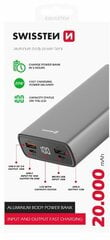 Swissten Aluminium 20000 mAh cena un informācija | Lādētāji-akumulatori (Power bank) | 220.lv