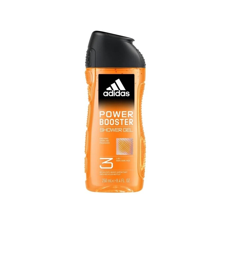 Dušas želeja vīriešiem Adidas Power Booster Shower Gel 3in1, 250 ml cena un informācija | Dušas želejas, eļļas | 220.lv