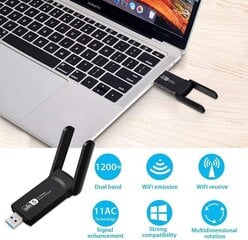 USB Wi-Fi adapteris 1200MBps dual wifi tīkla karte cena un informācija | Dual Datortehnika | 220.lv