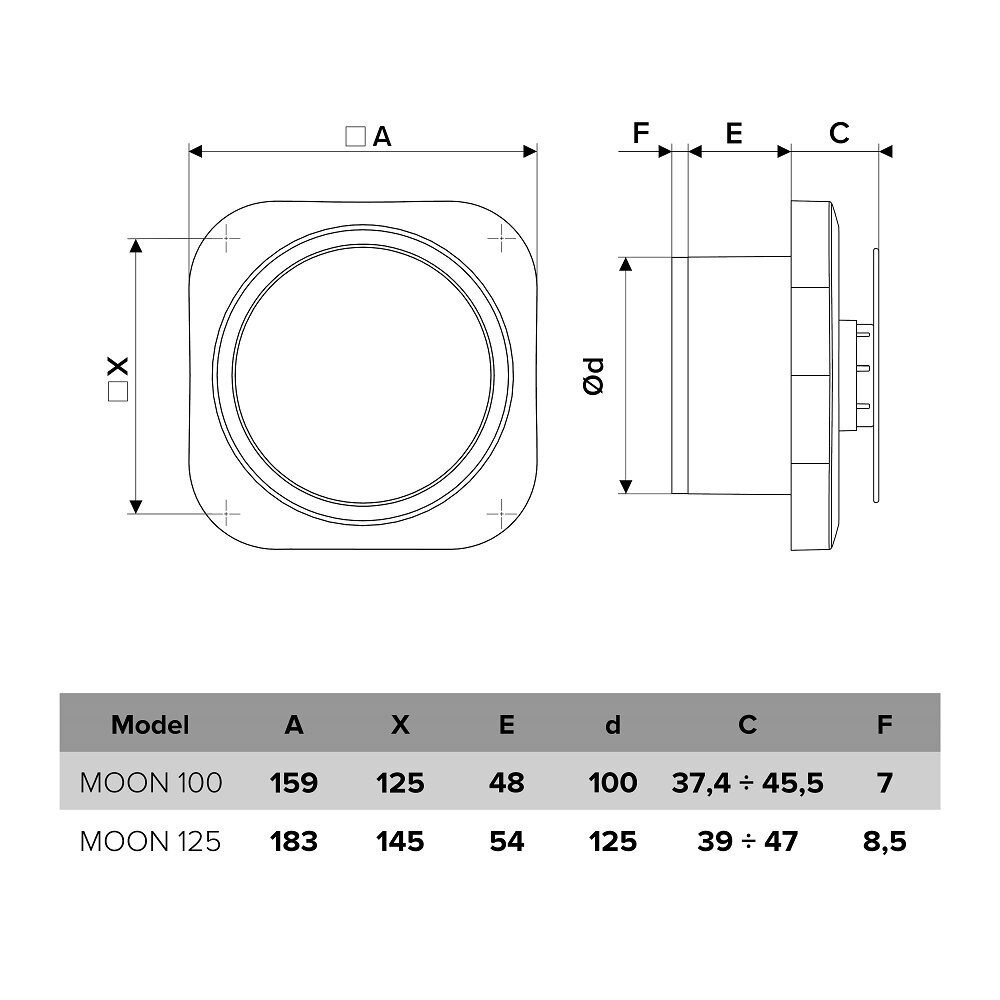 Vannas istabas izplūdes ventilators Vlano MOON T цена и информация | Ventilatori vannas istabai | 220.lv