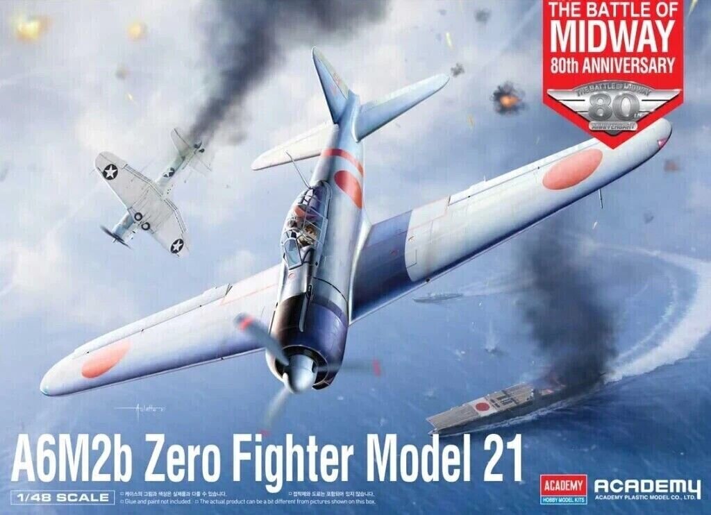 Līmējošais modelis Academy Hobby 12352 A6M2b Zero Fighter Model 21 "Battle of Midway" 1/48 цена и информация | Līmējamie modeļi | 220.lv