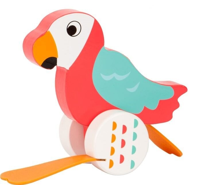 Koka stumjams papagailis “Lori” цена и информация | Rotaļlietas zīdaiņiem | 220.lv