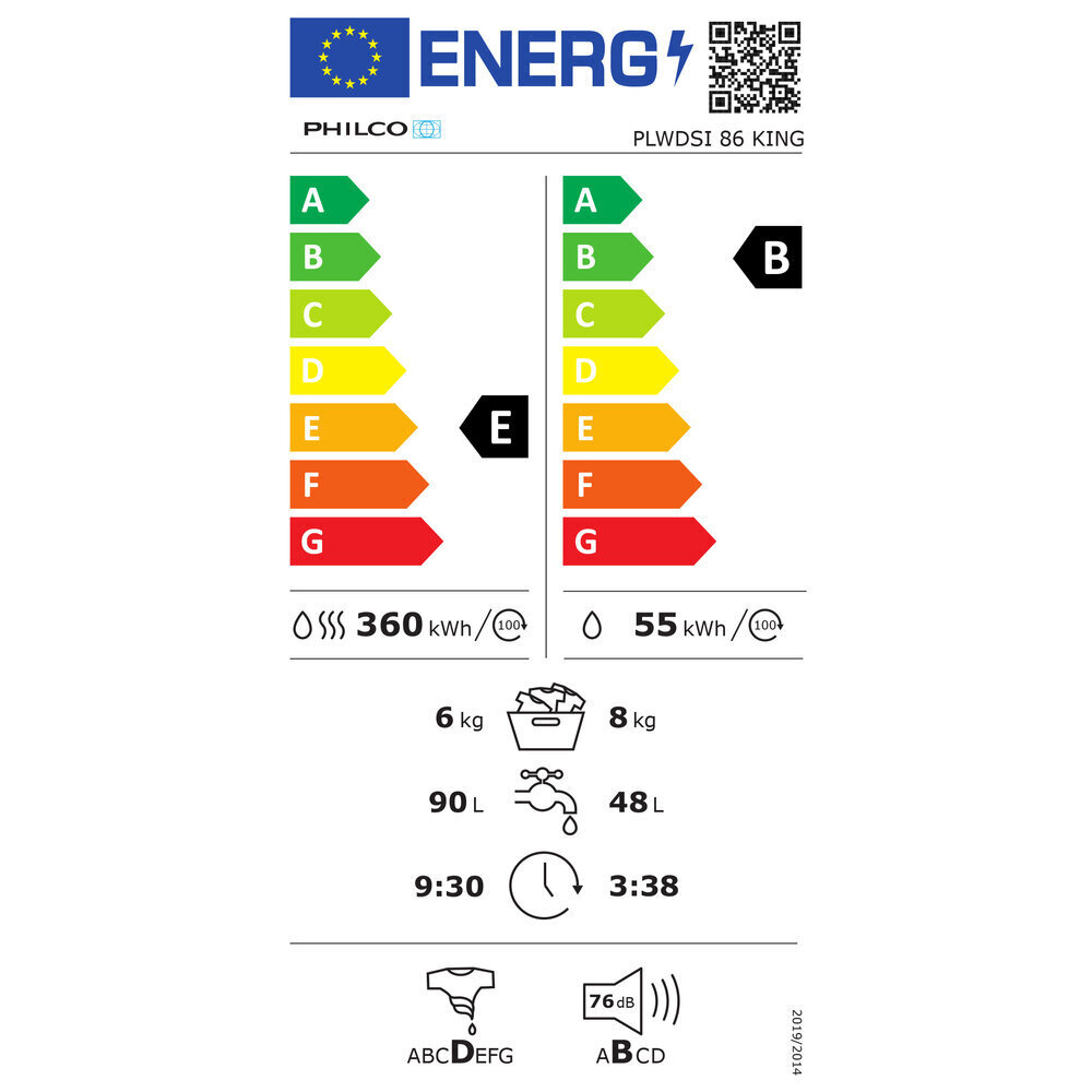 Philco PLWDSI 86 King cena un informācija | Veļas mašīnas | 220.lv