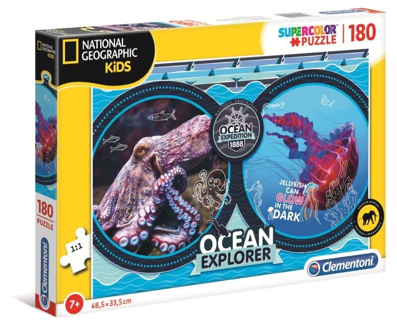 Clementoni: 180el puzzle. Nacionālie ģeogrāfiskie bērni Ocean Expedition cena un informācija | Puzles, 3D puzles | 220.lv