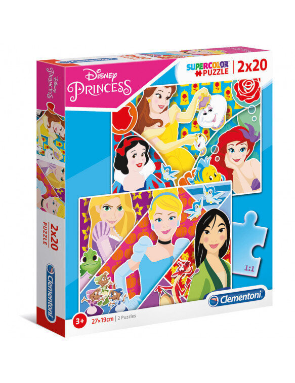 Clementoni: 2 x 20el puzzle. Super krāsu princese cena un informācija | Puzles, 3D puzles | 220.lv