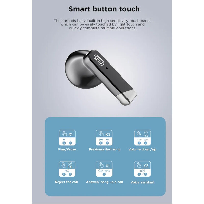 Aula AL107 TWS Stereo Bluetooth 5.1 Bezvadu Hi-Fi Austiņas ar HD Mik. Uzlādes Maku Balta цена и информация | Austiņas | 220.lv