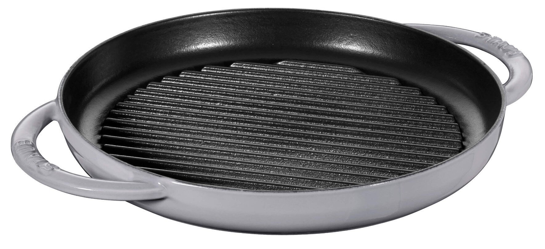 STAUB apaļa čuguna grila panna ar diviem rokturiem 40509-522-0 - grafīts 26 cm cena un informācija | Pannas | 220.lv