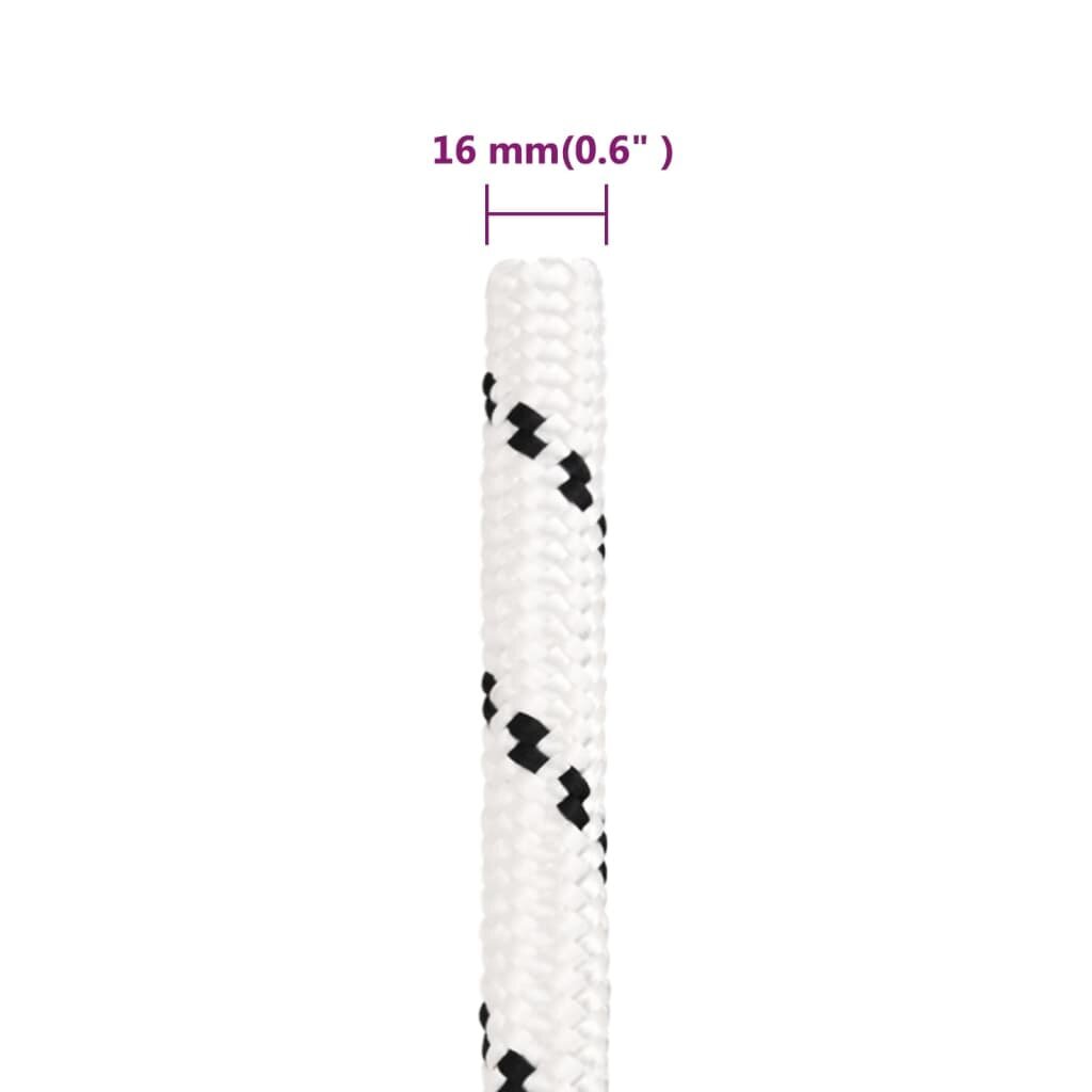 vidaXL darba virve, balta, 16 mm, 100 m, poliesters cena un informācija | Dārza instrumenti | 220.lv