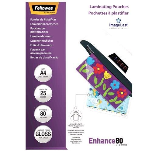 LAMINATORS POUCH IMAGELAST/A4 80 25GAB 5396205 FELLOWES цена и информация | Kancelejas preces | 220.lv