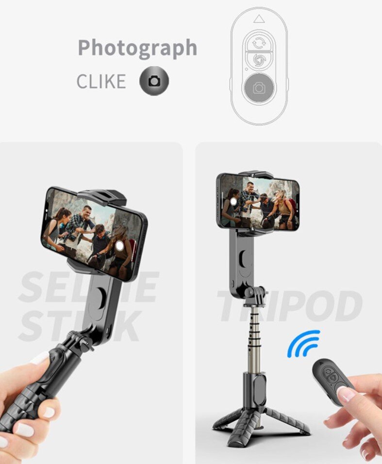 Pašbildes nūja ar Gimbal stabilizatoru Cyke Q09 ar statīvu, gaismu un aplikāciju (Selfie stick) cena un informācija | Selfie Sticks | 220.lv