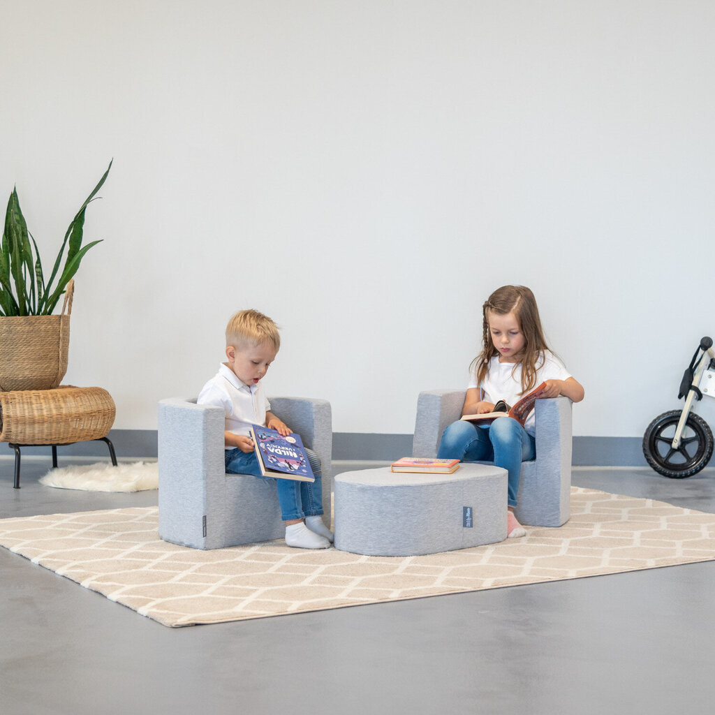KiddyMoon putuplasta krēsls bērnu sēdeklis Montessori rotaļlieta Putu rotaļlieta mīkstas bērnu mēbeles un izklaide bērniem, ražots ES, gaiši pelēks cena un informācija | Bērnu krēsliņi un bērnu galdiņi | 220.lv