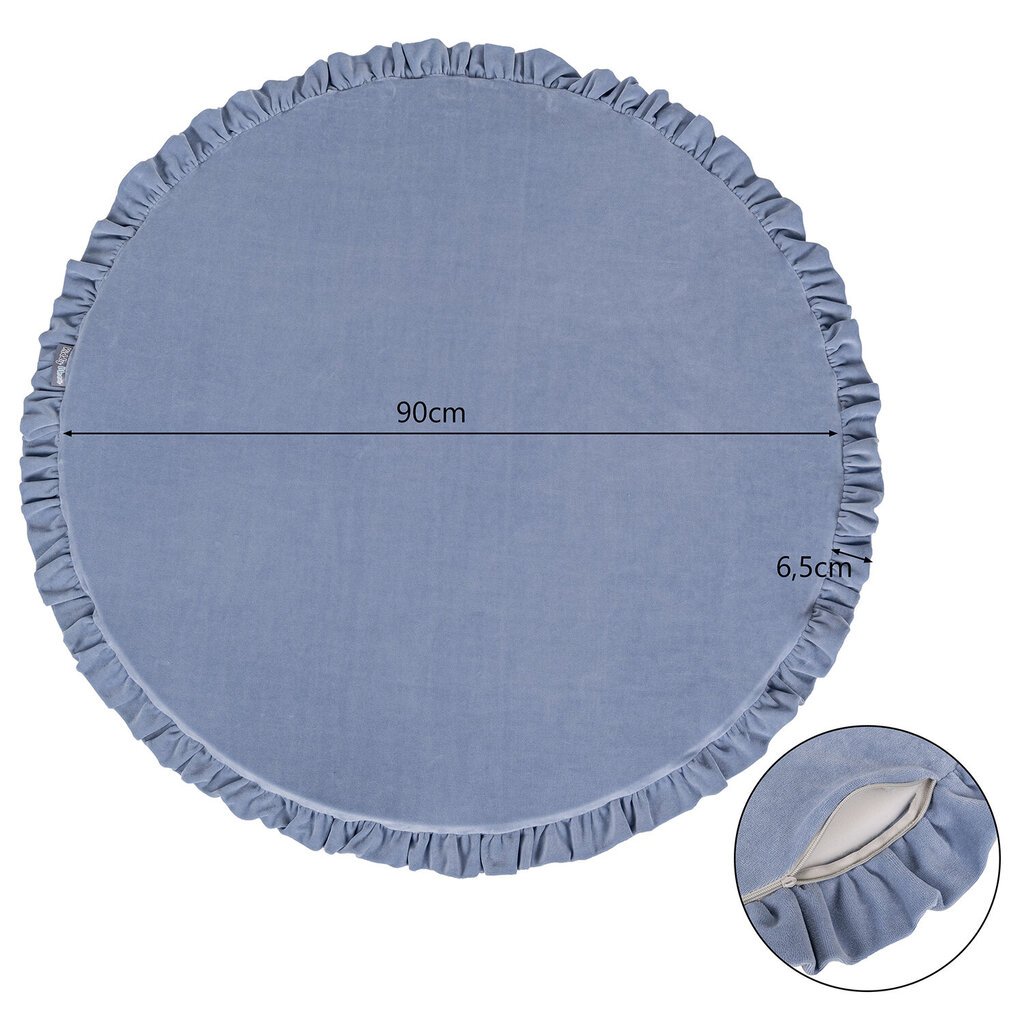 KiddyMoon rotaļu paklājs Ø 90 cm bērniem, izgatavots no putuplasta Montessori Soft Kids Mat Baby Play Mat Crawling Mat Foam Mat Toy Carpet, ražots ES, ledus zils cena un informācija | Attīstošie paklājiņi | 220.lv