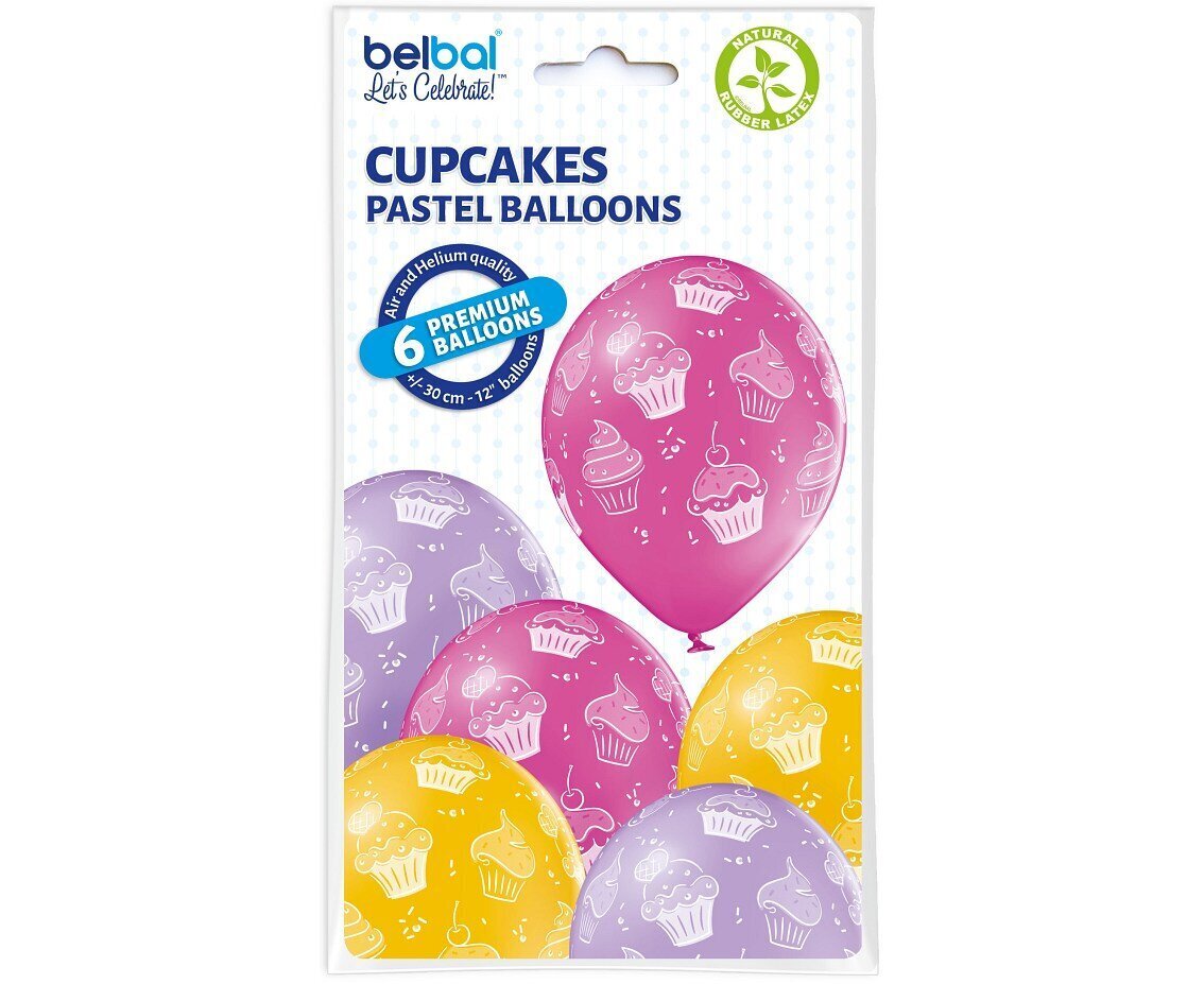 12"/ 30cm Balonu komplekts 6 gab "Cupcakes" 1491 cena un informācija | Baloni | 220.lv