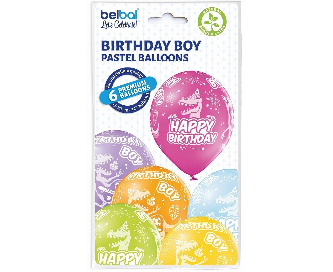 12"/ 30cm Balonu komplekts 6 gab "Happy Birthday Boy" 1521 cena un informācija | Baloni | 220.lv