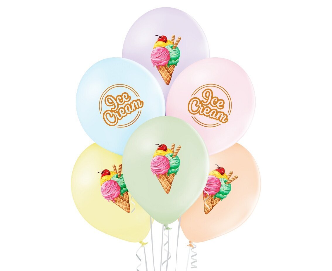 12"/ 30cm Balonu komplekts 6 gab "Ice Cream" 1576 cena un informācija | Baloni | 220.lv