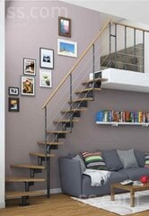 Модульная лестница BOSTON DOLLE Антрацит 1/4 поворот, высота комплекта: 247-325 см цена и информация | Лестницы | 220.lv