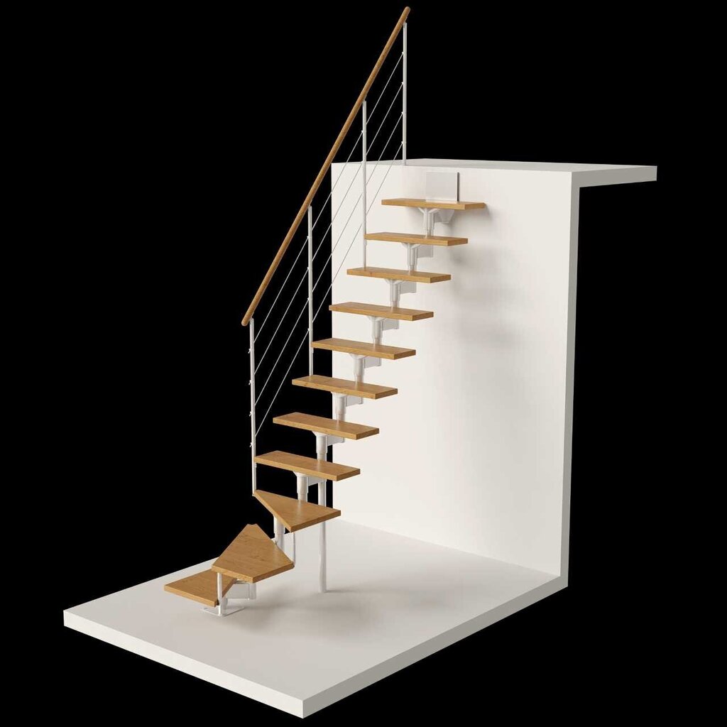 Moduļu kāpnes BOSTON DOLLE Baltā 1/4 pagrieziena.       Komplektā augstums: 247-325 cm цена и информация | Kāpnes | 220.lv
