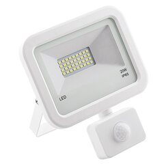 LED prožektors ar kustības sensoru balts 20W cena un informācija | Iebūvējamās lampas, LED paneļi | 220.lv
