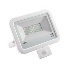 LED prožektors ar kustības sensoru balts 50W cena un informācija | Iebūvējamās lampas, LED paneļi | 220.lv